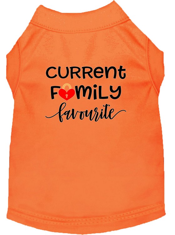 Family Favorite Screen Print Dog Shirt Orange XL